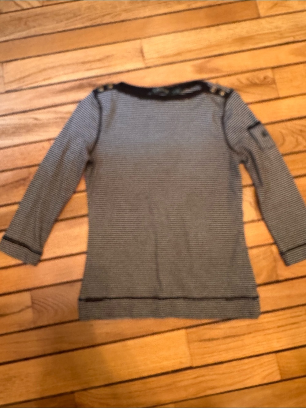 Lauren Ralph Lauren Black and White Striped Knit Boatneck Top